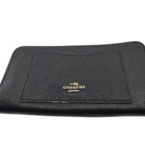Coach Zip Around Wallet Black Saffiano Leather Wallet